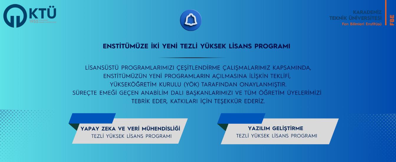 Enstitümüze iki yeni tezli yüksek lisans programı
