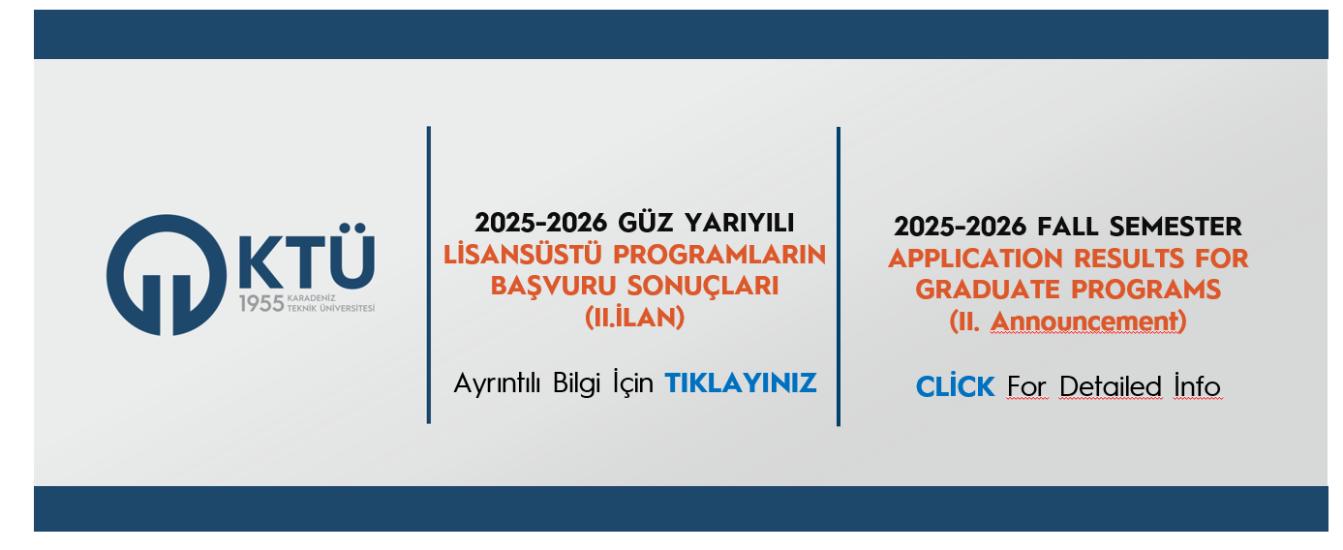 2025-2026 Güz Yarıyılı Lisansüstü Programların Başvuru Sonuçları (II. İlan)