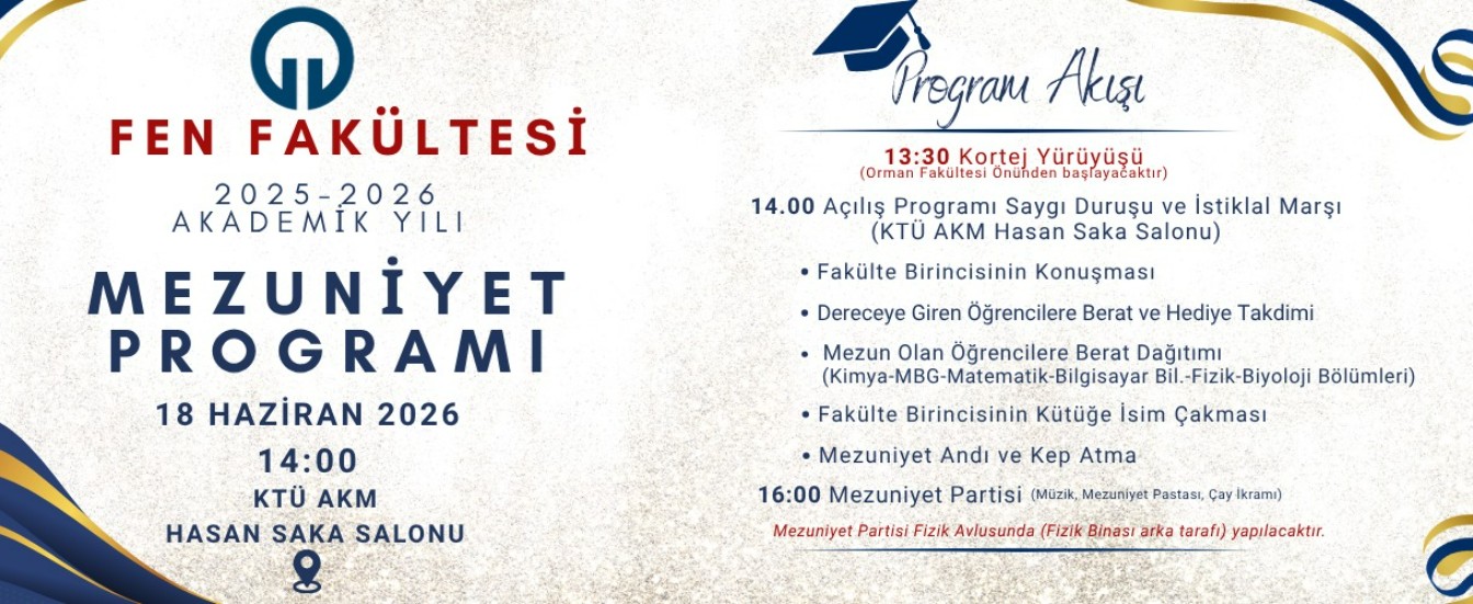 Fen Fakültesi 2026 Yılı Mezuniyet Programı