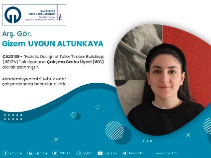 Arş. Gör. Gizem UYGUN ALTUNKAYA COST Programına Çalışma Grubu Üyesi (WG) Olarak Atandı