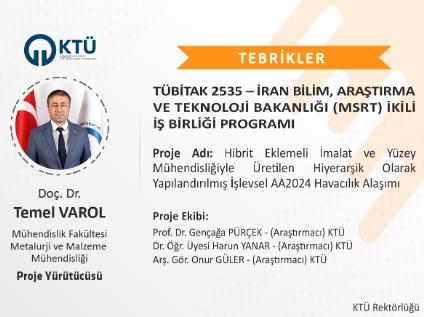 Akademisyenimize TÜBİTAK Proje Desteği