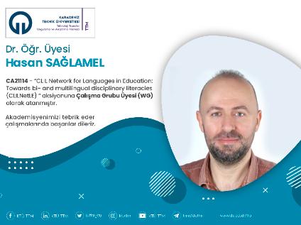 Dr. Öğr. Üyesi Hasan SAĞLAMEL COST Programına Çalışma Grubu Üyesi (WG) Olarak Atandı