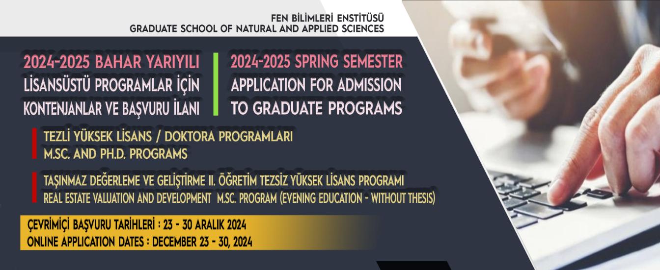 Lisansüstü Programlar İçin Başvuru İlanı - 2024-2025-Bahar Yarıyılı