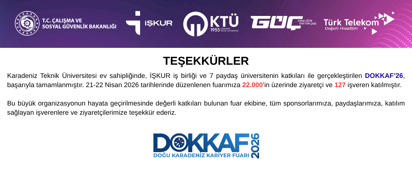 Dokkaf 2026 Teşekkür