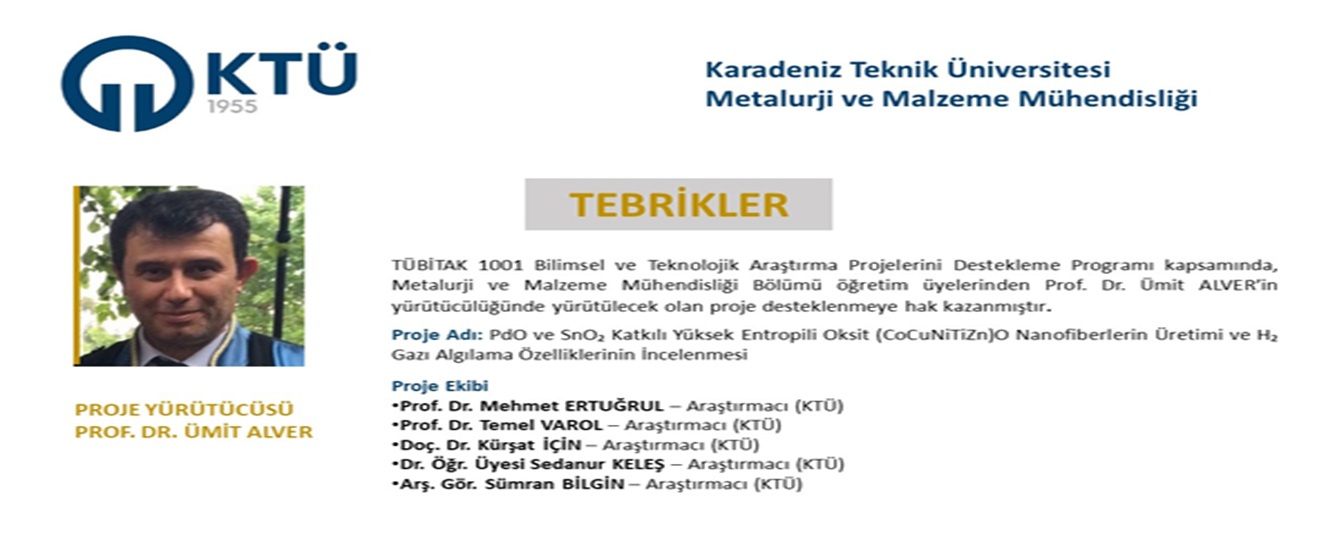 Öğretim Üyemize TÜBİTAK 1001-Bilimsel ve Teknolojik Araştırma Projelerini Destekleme Programı Desteğ