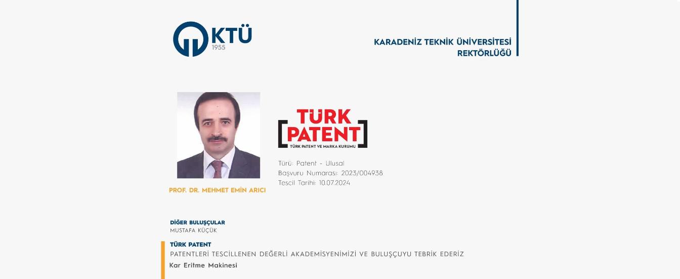 TÜRK PATENT-KAR ERİTME MAKİNESİ PROF. DR. MEHMET EMİN ARICI