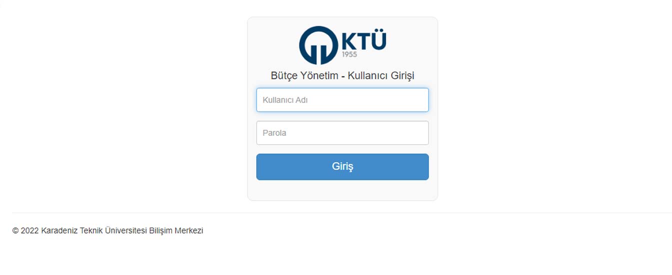 Bütçe Yönetim-Kullanıcı Girişi